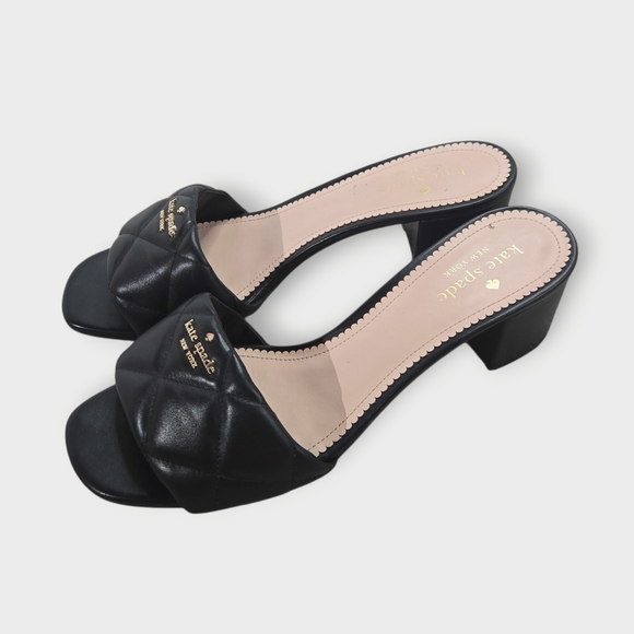 kate spade Shoes - Kate Spade Pillow Sandal Women’s 9.5B Black Heeled Flats Quilted Slip On EU 40